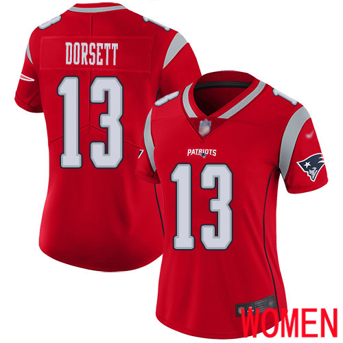 New England Patriots Football #13 Inverted Legend Limited Red Women Phillip Dorsett NFL Jersey